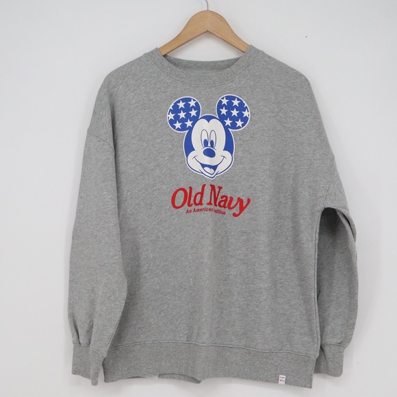 Old Navy Tops - Old Navy Disney Mickey Mouse Americana Gray Crewneck Sweatshirt Small